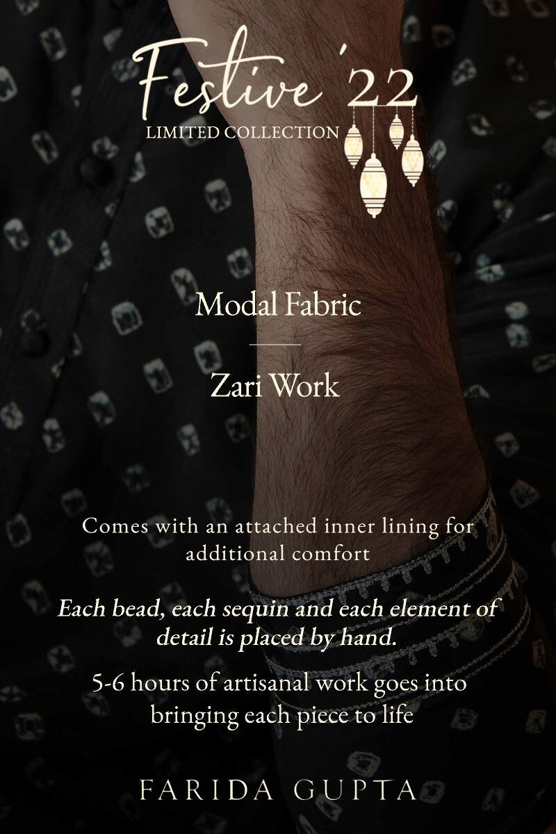 Shirin Zuhaid Black Bandhej Kurta