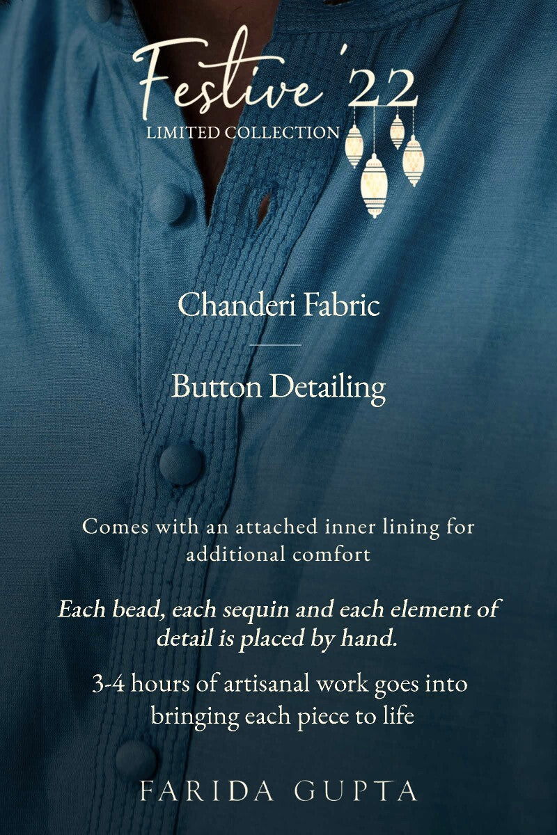 Shirin Arsh Blue Chanderi Kurta