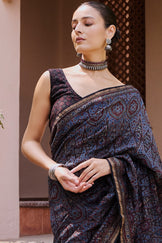 Sehra Mahzarin Ajrakh Chanderi Saree