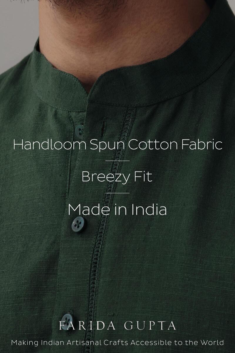 Zaid Forest Green Handloom Kurta