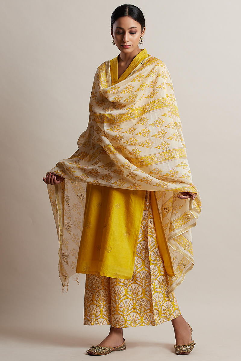 Gul Bano Yellow Chanderi Dupatta