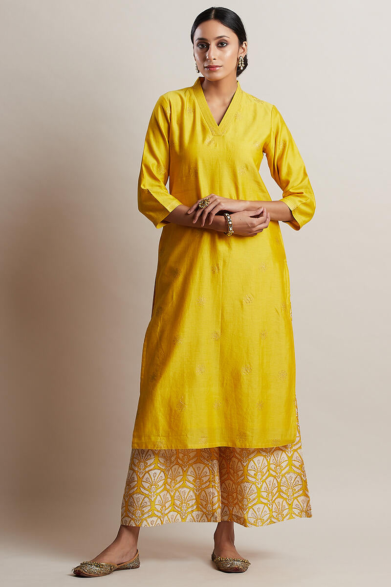Gul Bano Yellow Chanderi Kurta