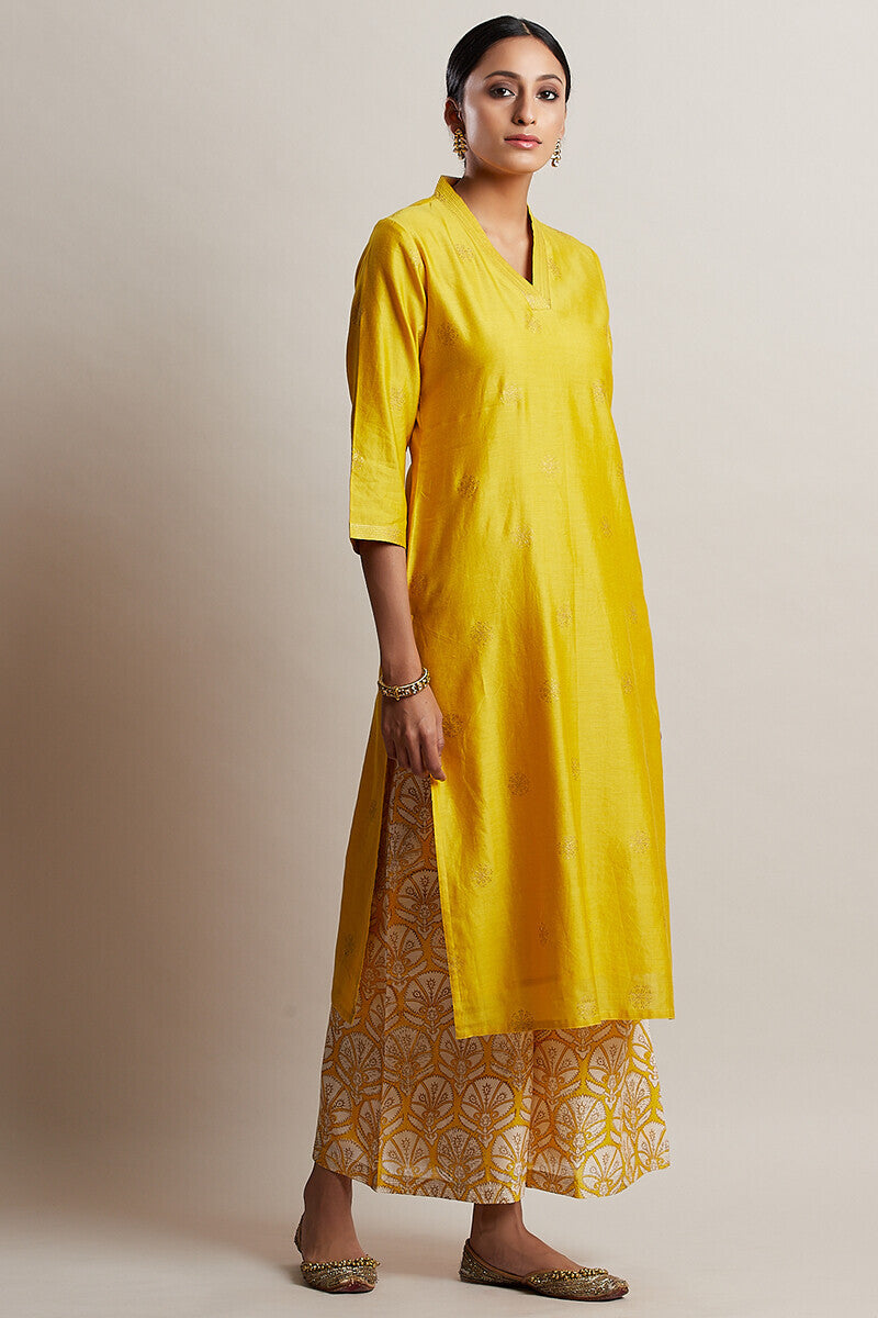 Gul Bano Yellow Chanderi Kurta