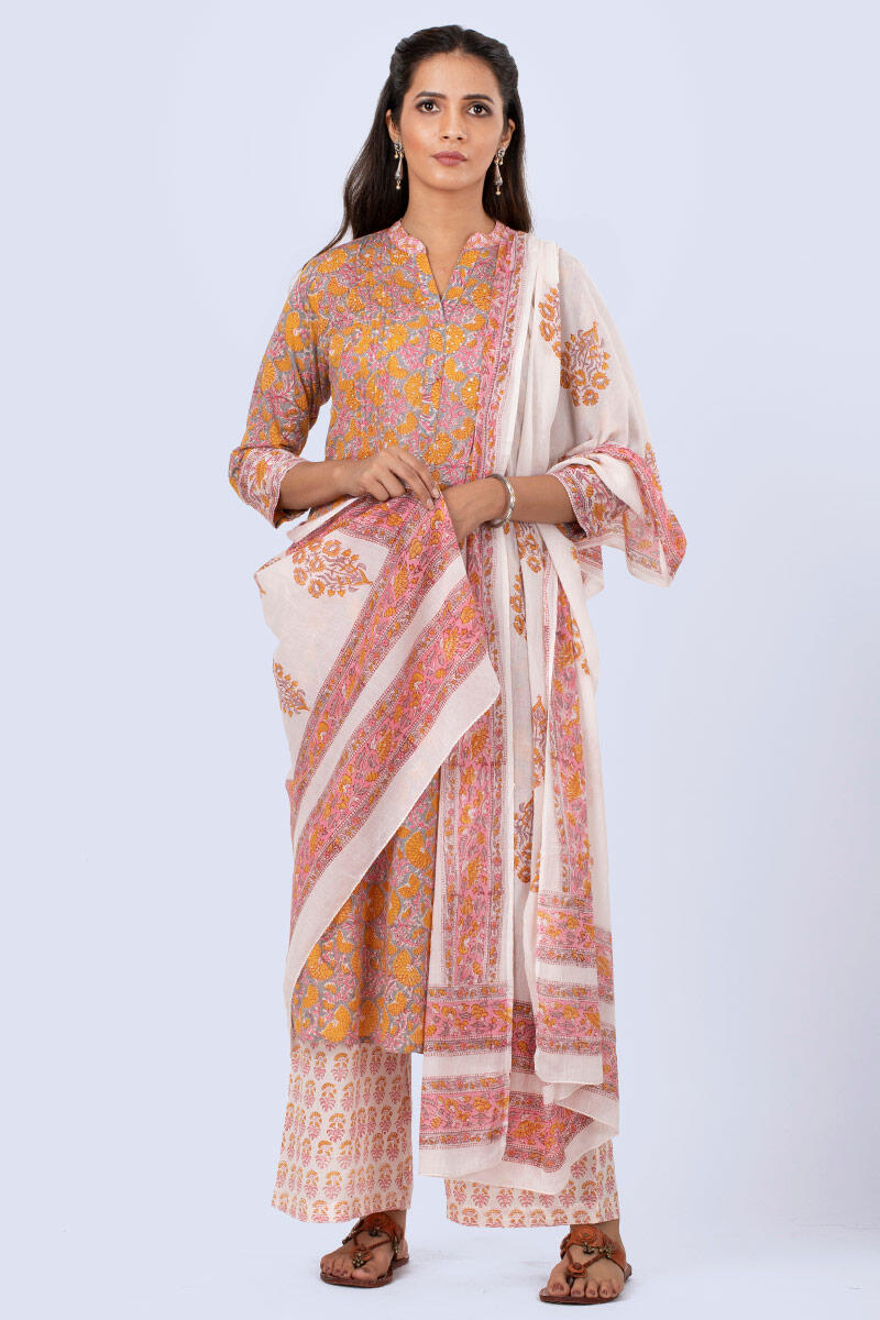 Orange buta dupatta
