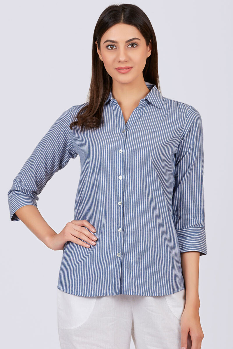 Harbour Steel Blue Stripe Shirt