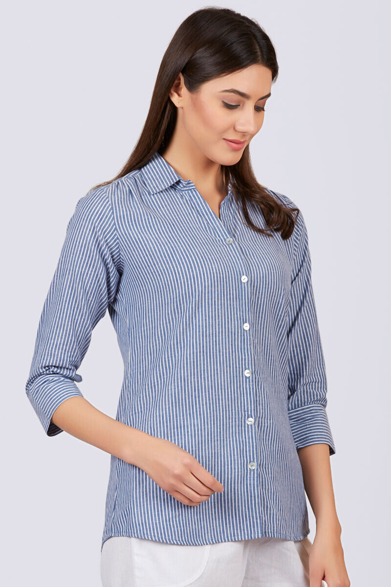 Harbour Steel Blue Stripe Shirt