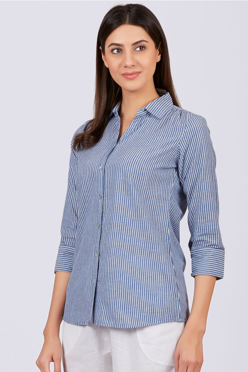 Harbour Steel Blue Stripe Shirt