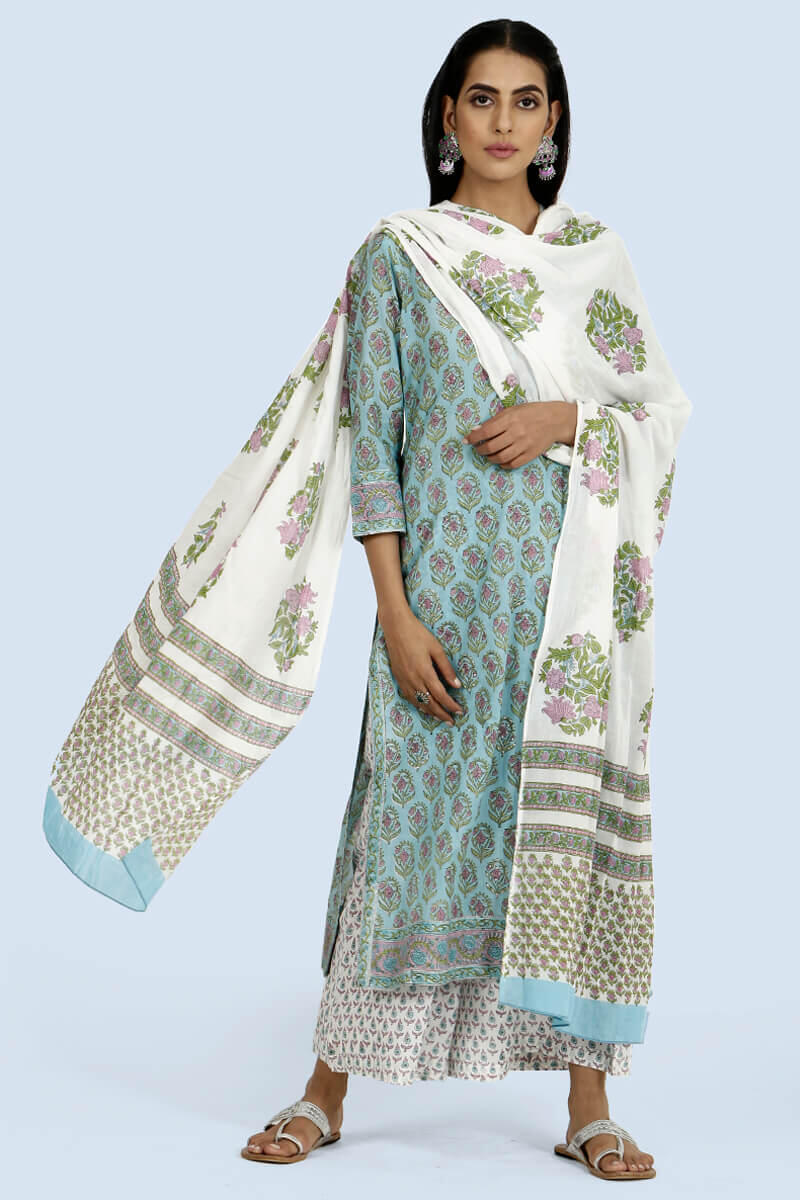Turq buta dupatta
