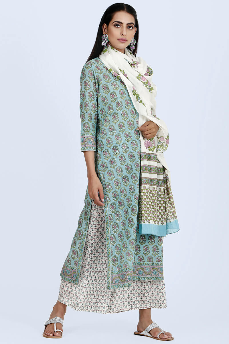 Turq buta dupatta