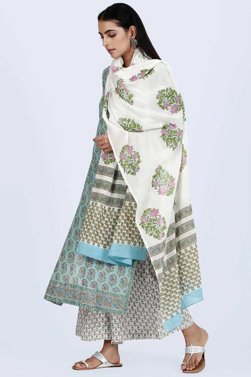 Turq buta dupatta