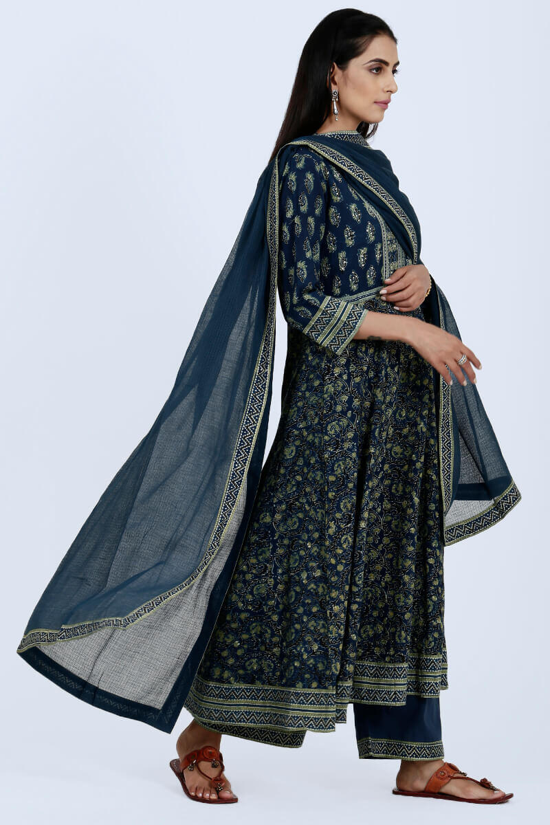 Kota indigo dupatta