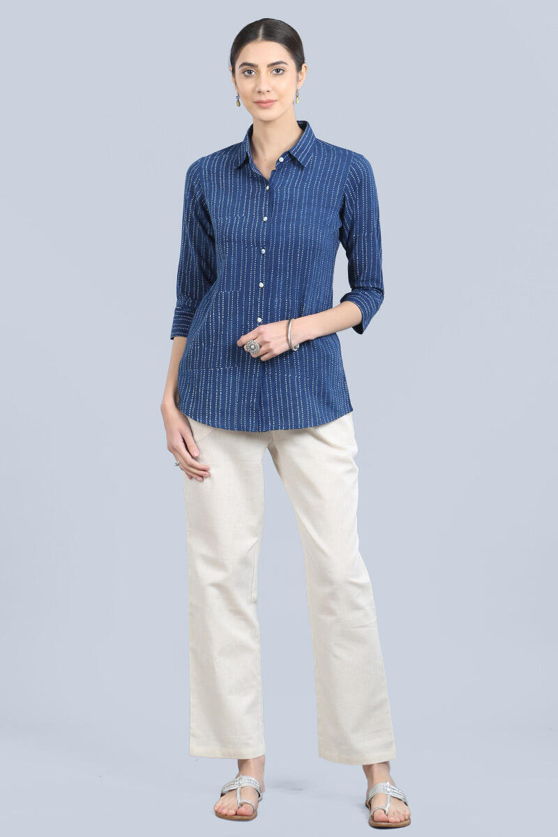 Kantha indigo top