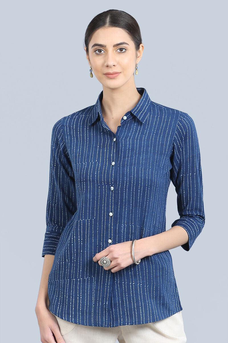 Kantha indigo top