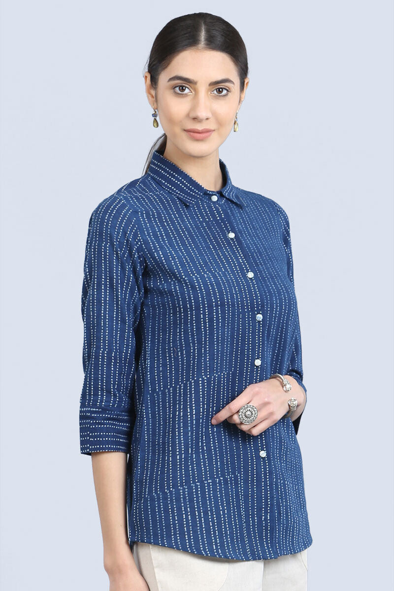 Kantha indigo top
