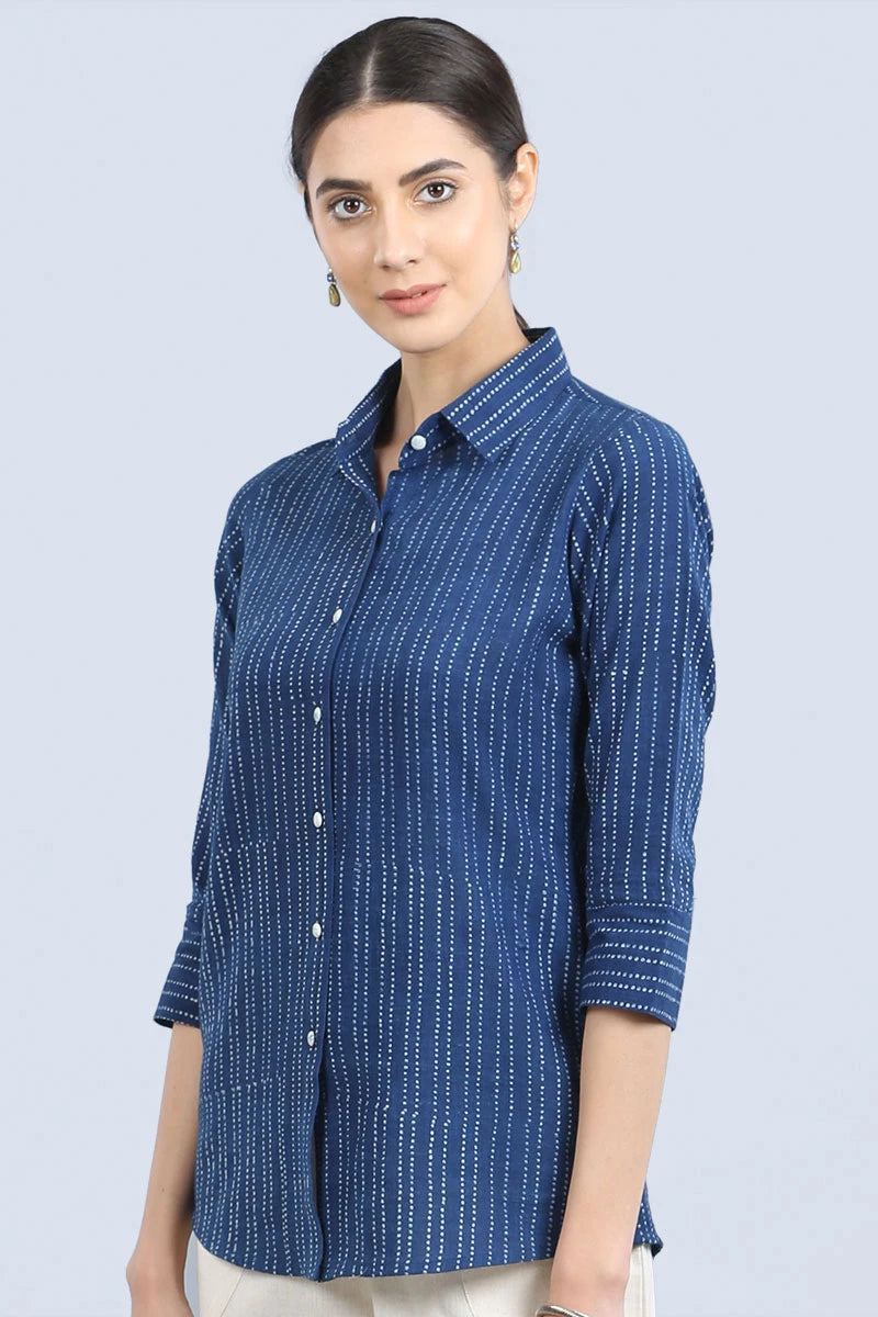 Kantha indigo top