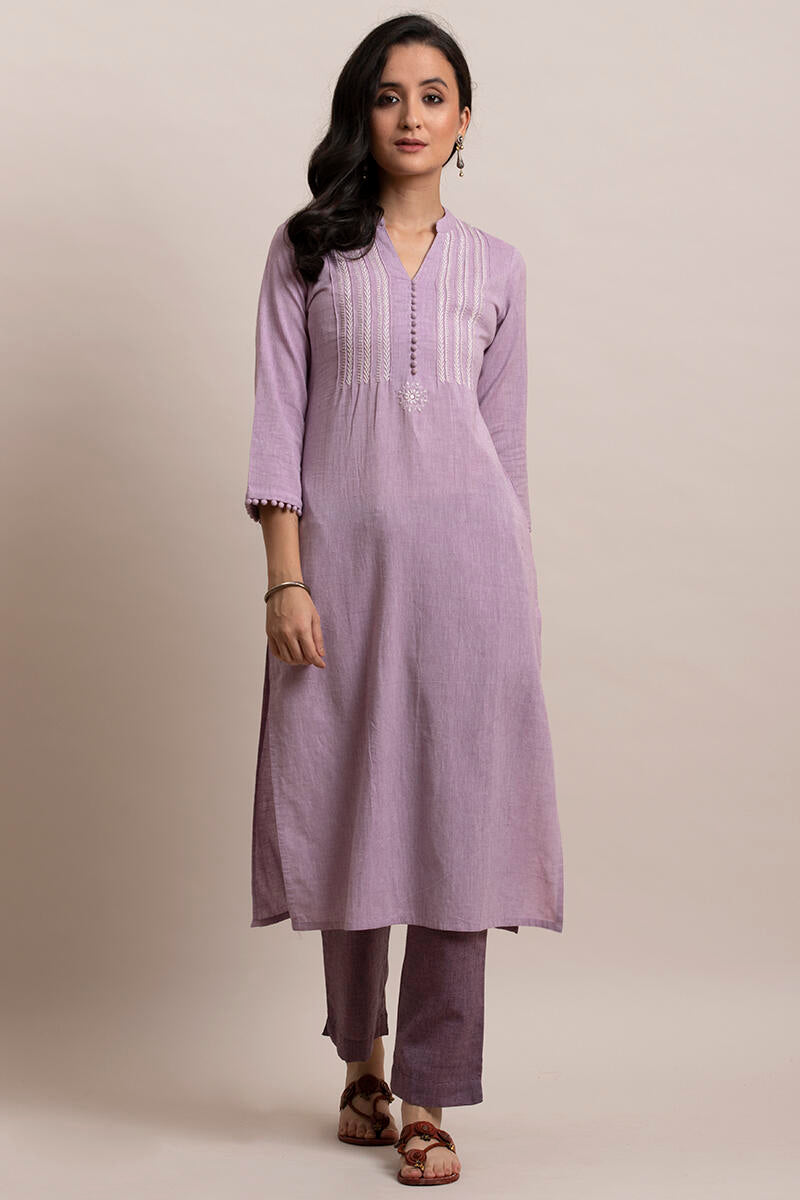 Kashida Lavender Kurta