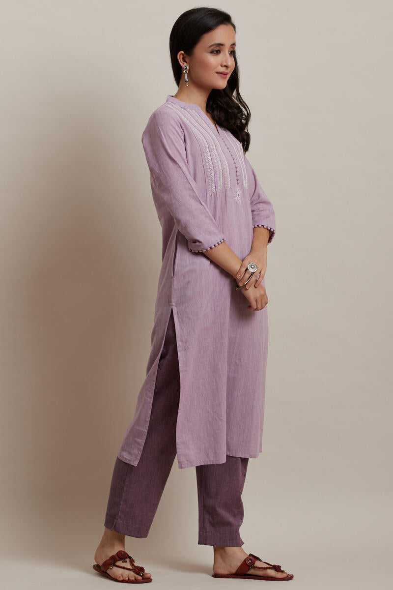 Kashida Lavender Kurta