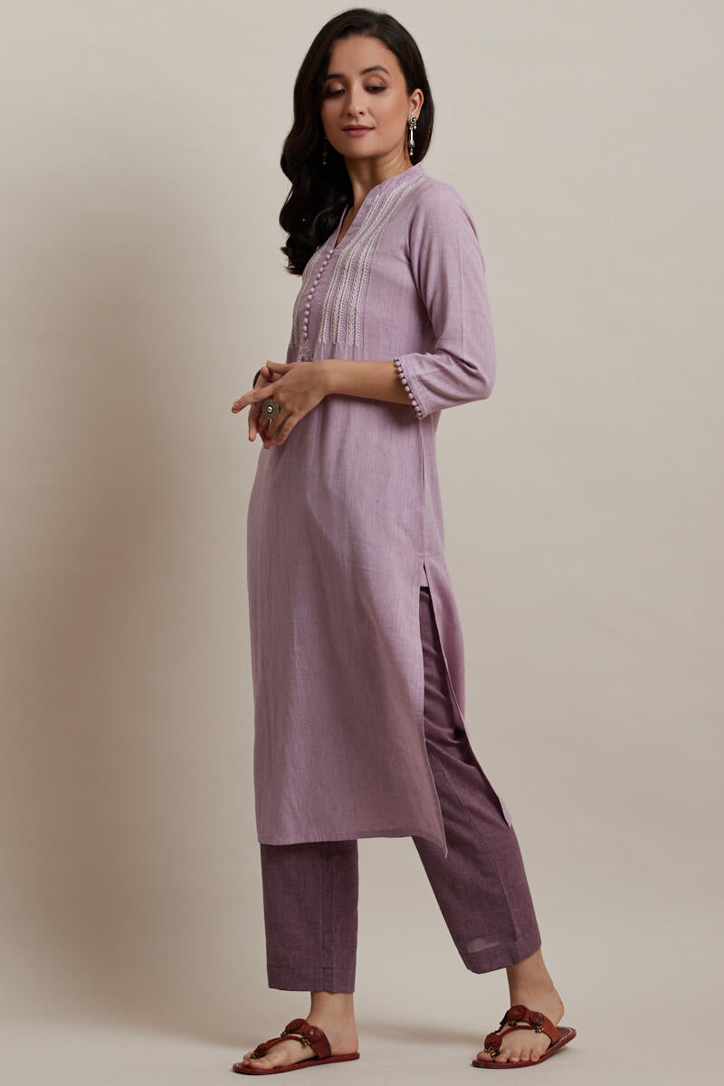 Kashida Lavender Kurta