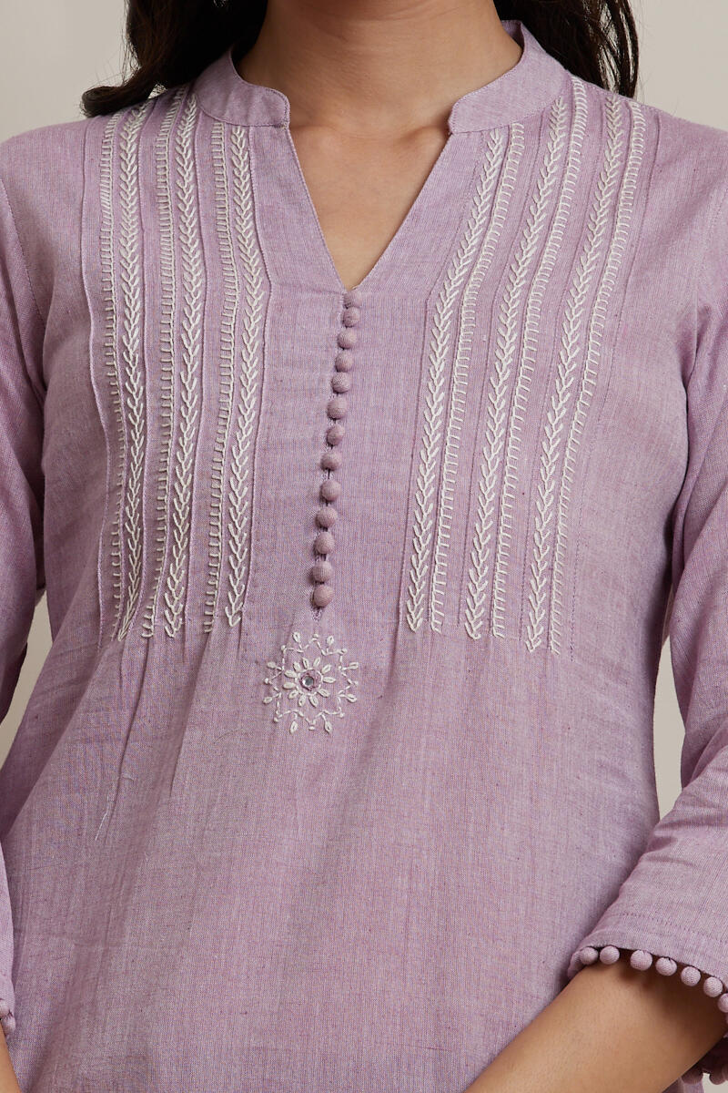 Kashida Lavender Kurta