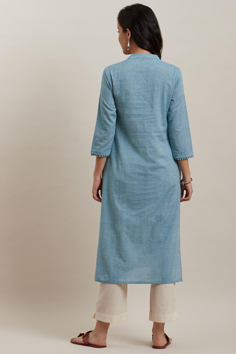 Kashida Sky Blue Kurta