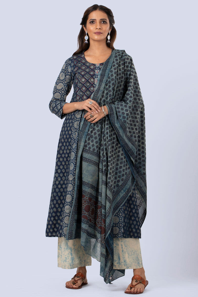 Indigo marble dupatta