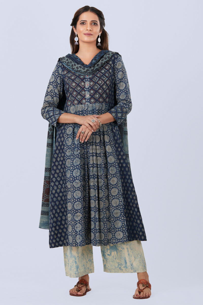 Indigo marble dupatta
