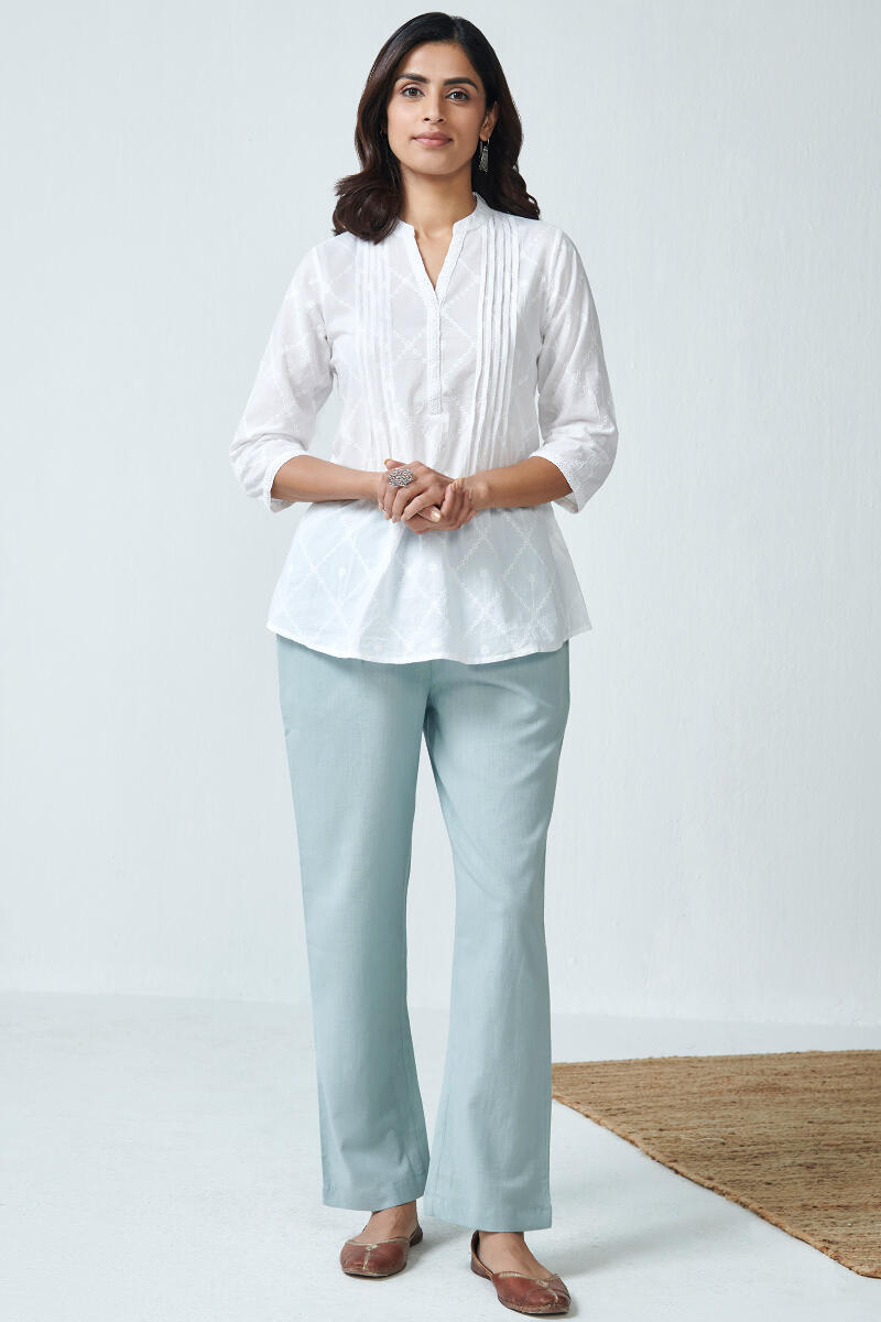 Roza Sky Blue Flex Cotton Pants