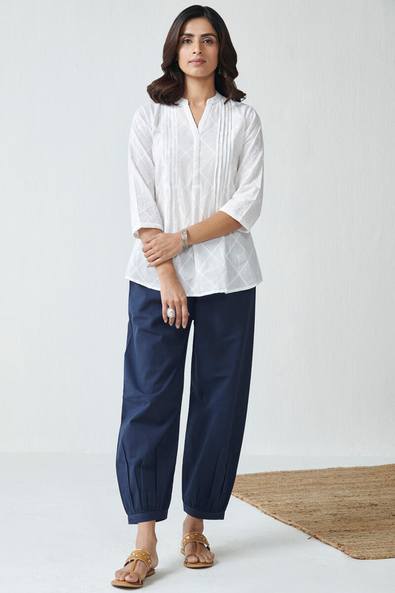 Roza Blue Flex Cotton Izhaar Pants