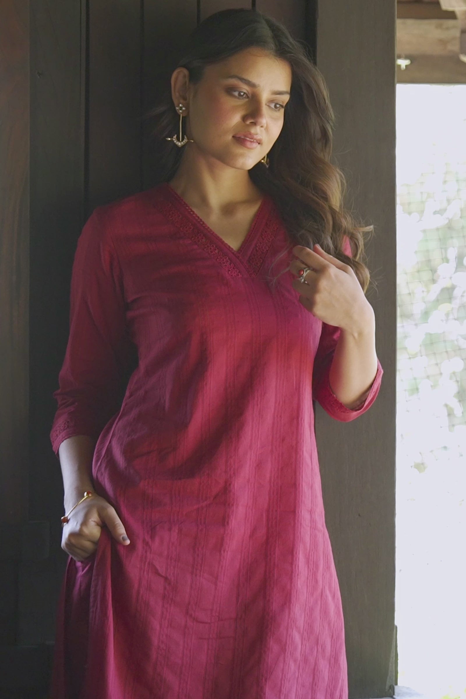 Roza Sehr Brick Red Kurta