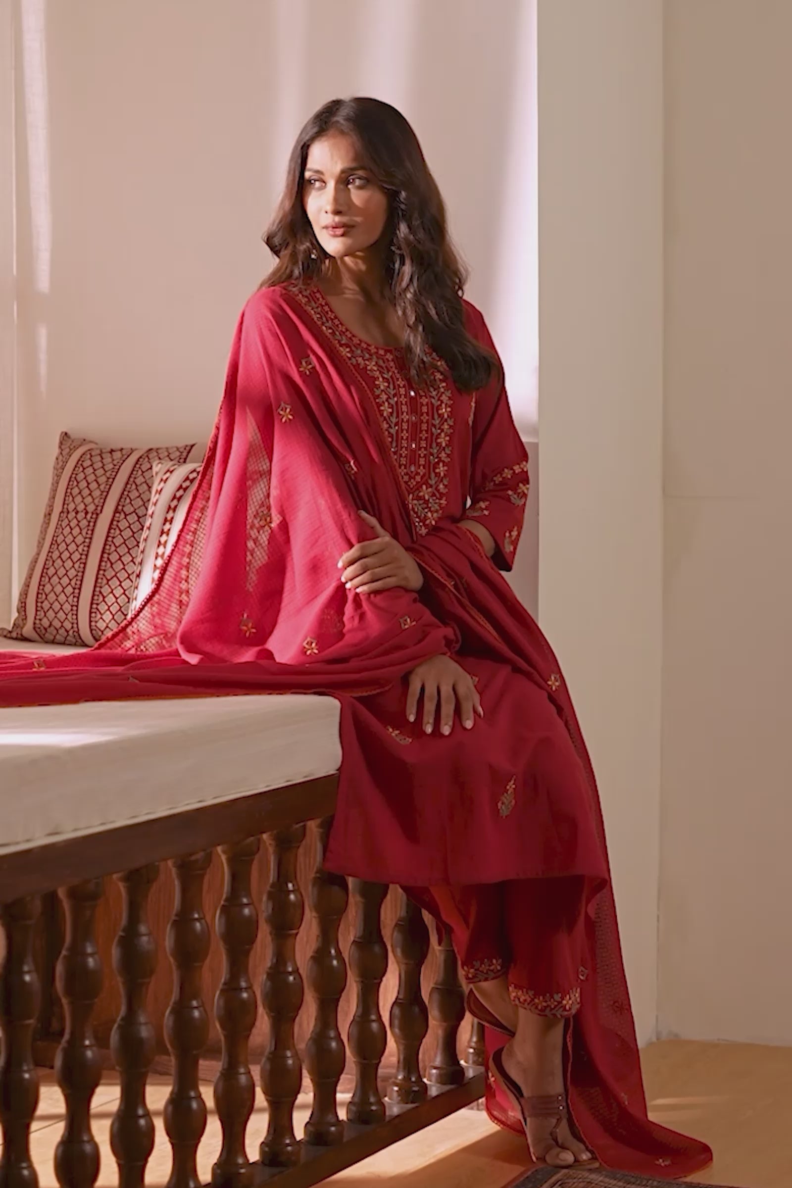 Mehraab Sabeen Red Kurta