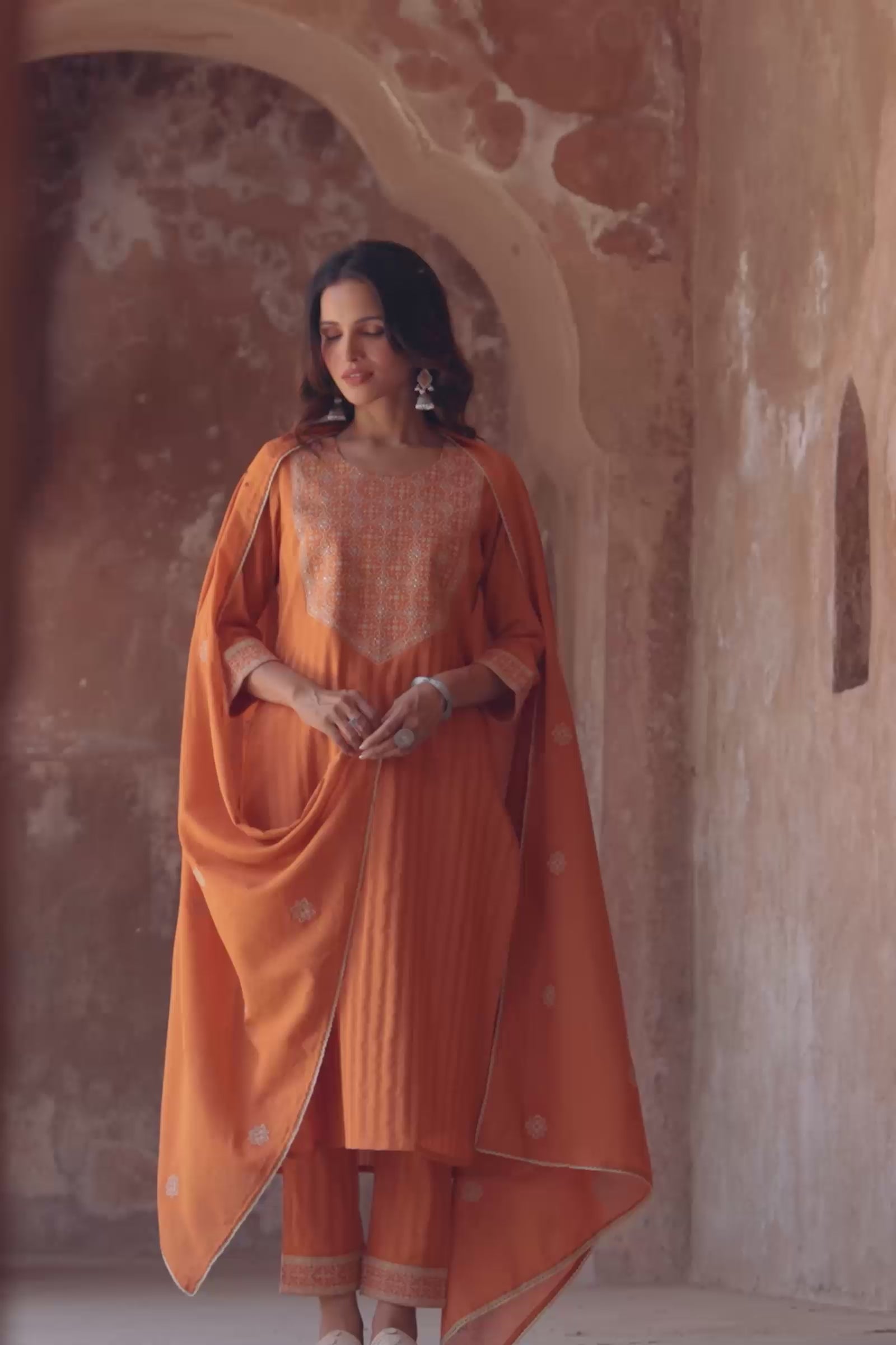 Mehraab Mihira Orange Kurta