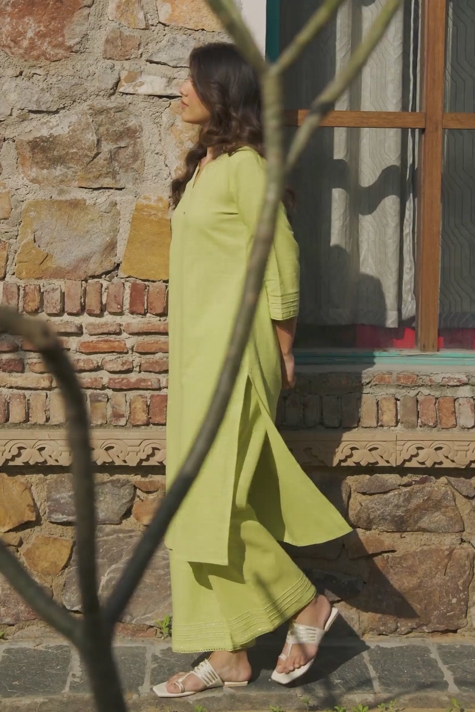 Surplus: Roza Seerat Lime Green Kurta