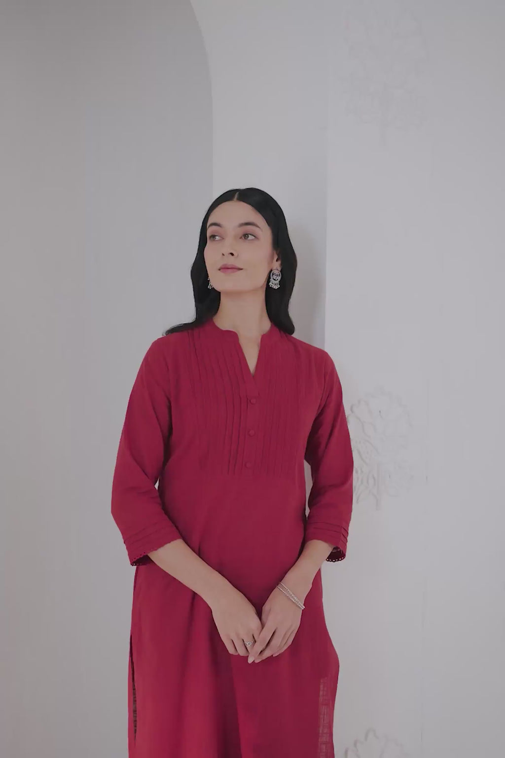 Roza Nida Brick Red Kurta