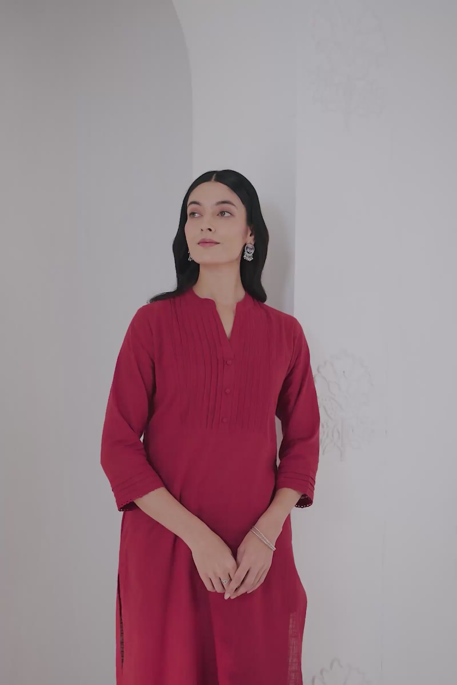 Roza Nida Brick Red Kurta