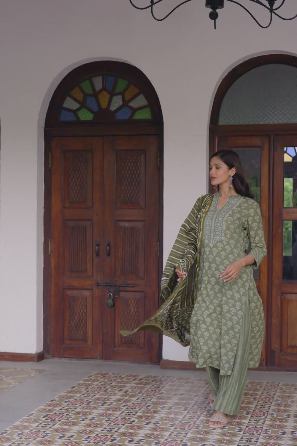 Sehra Zarah Green Dabu Kurta