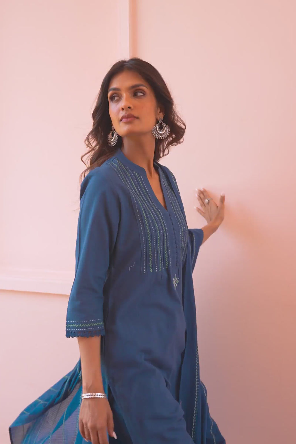 Kashida Kiara Blue Kurta