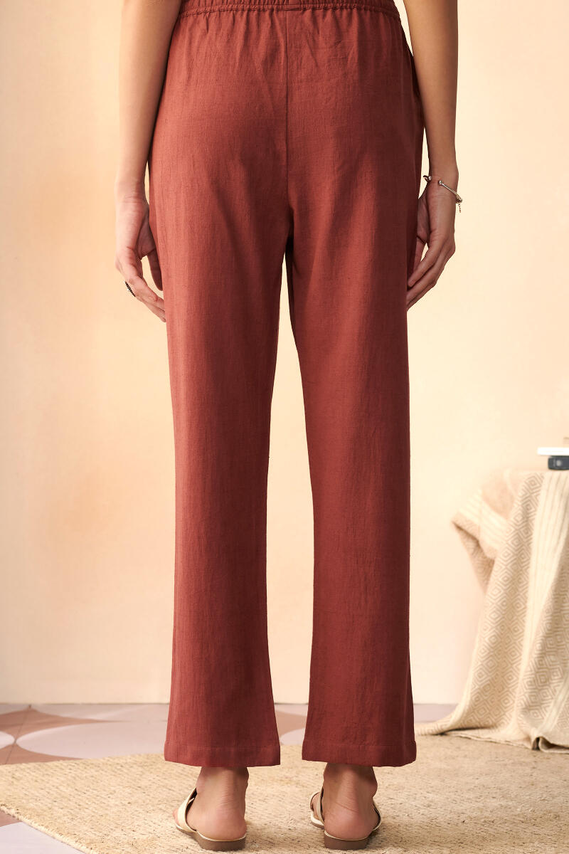 Roza Maya Red Cotton Flax Pants
