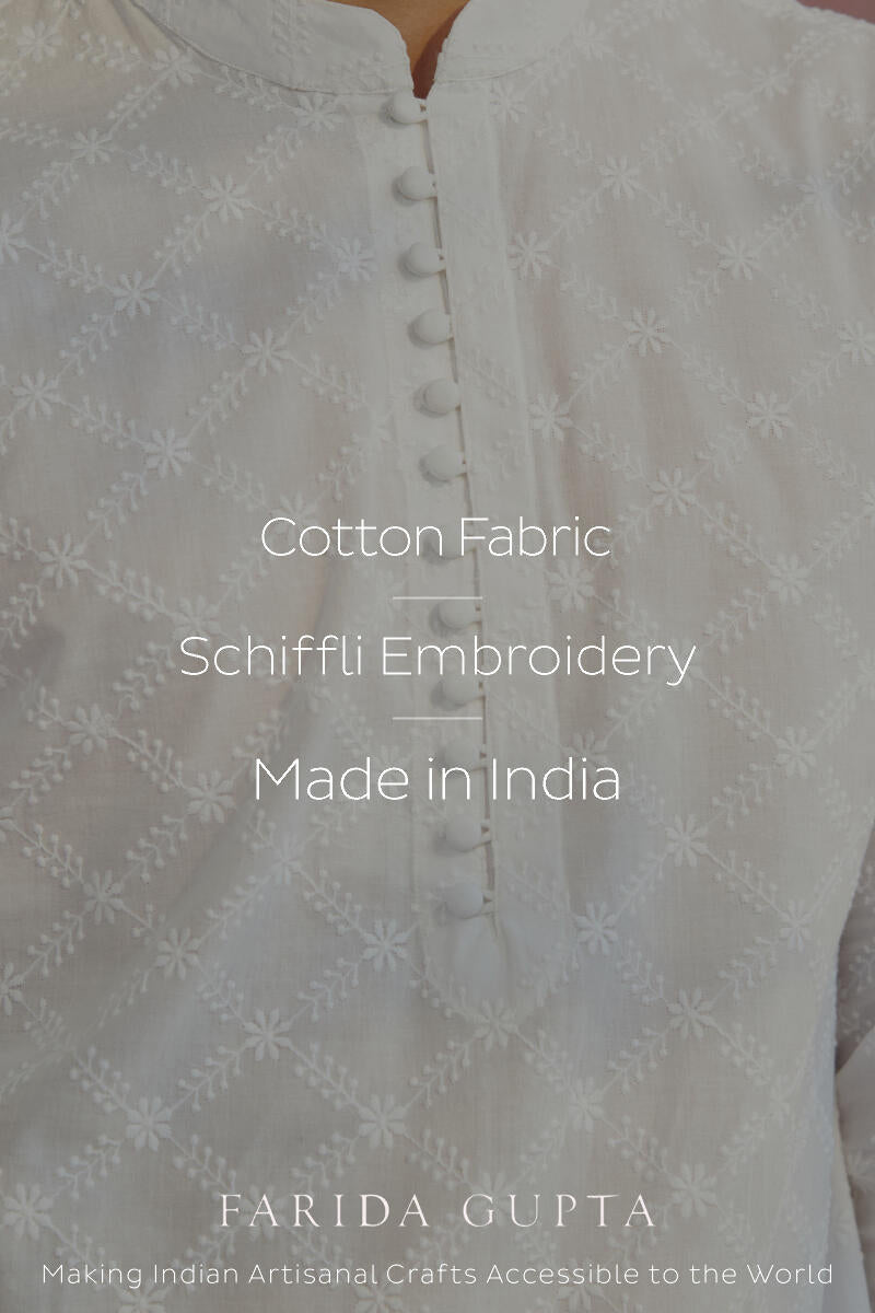 Raahat White Schiffli Kurta