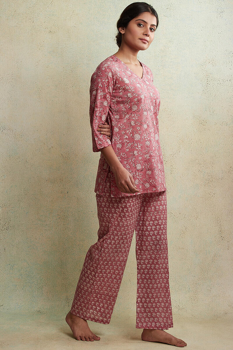 Roz Meher Nadia Block Printed Nightsuit