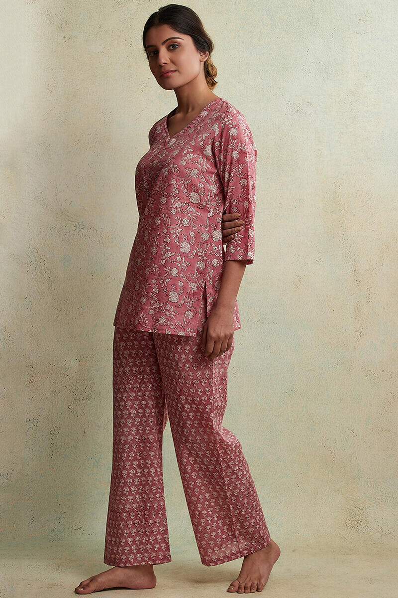 Roz Meher Nadia Block Printed Nightsuit