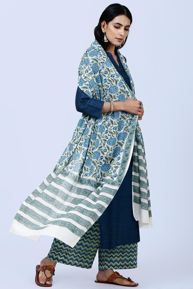 Roza Phul Baagh Blue Dupatta