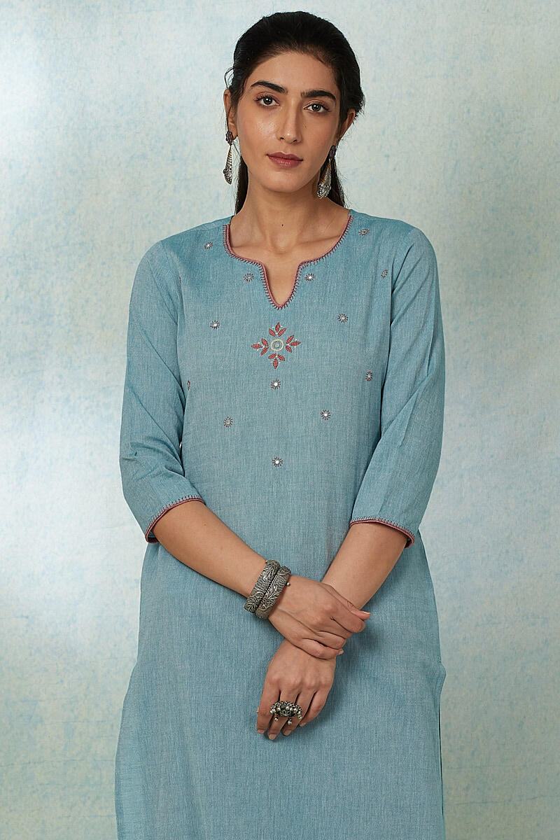 Roza Gauhar Blue Kurta