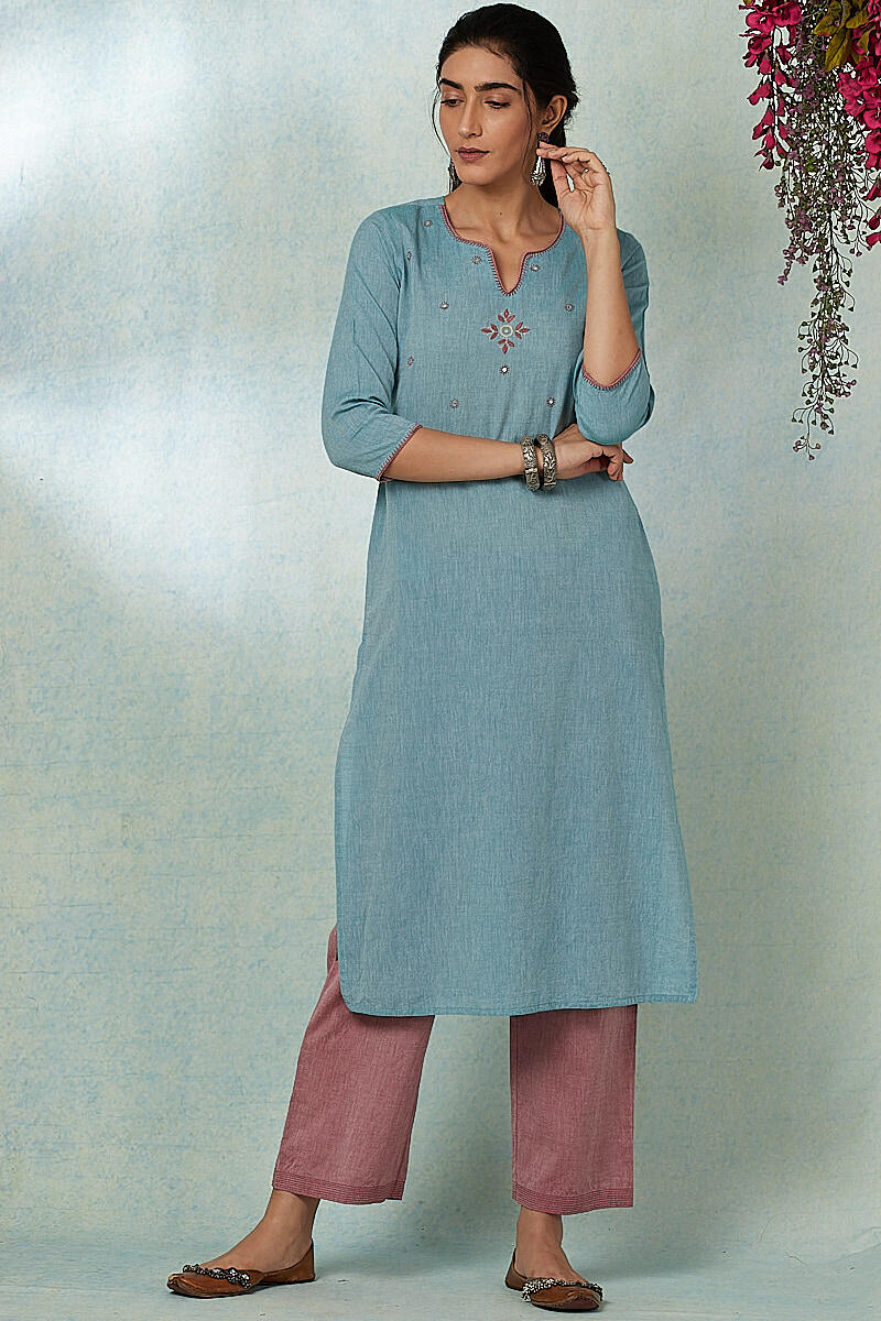 Roza Gauhar Blue Kurta