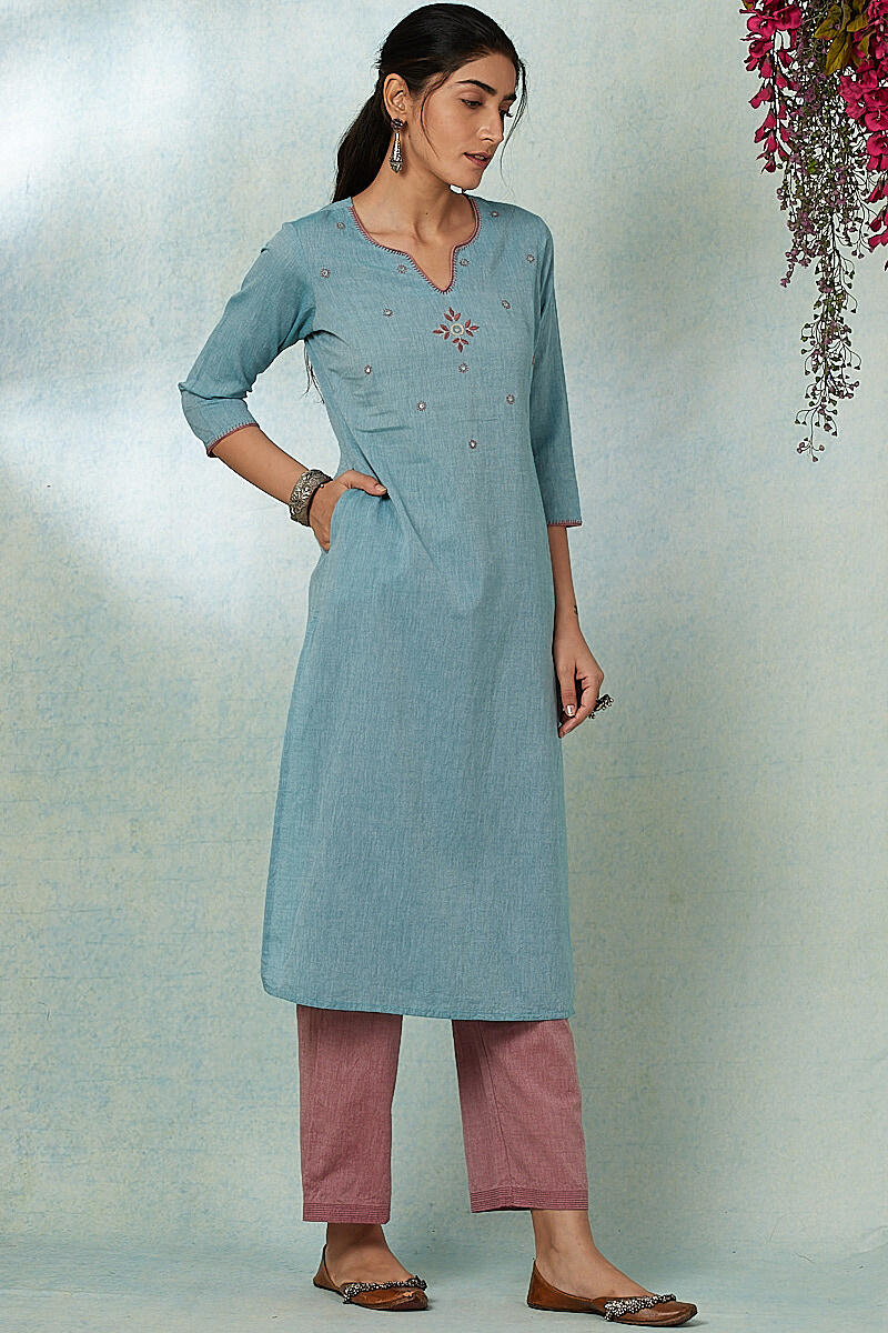 Roza Gauhar Blue Kurta