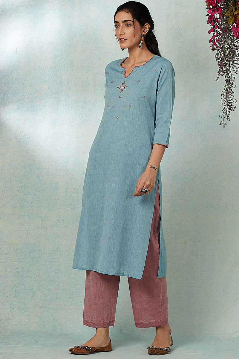 Roza Gauhar Blue Kurta