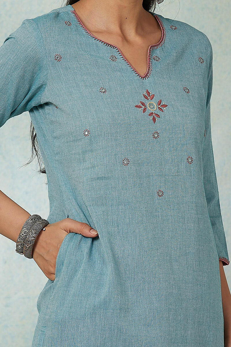 Roza Gauhar Blue Kurta