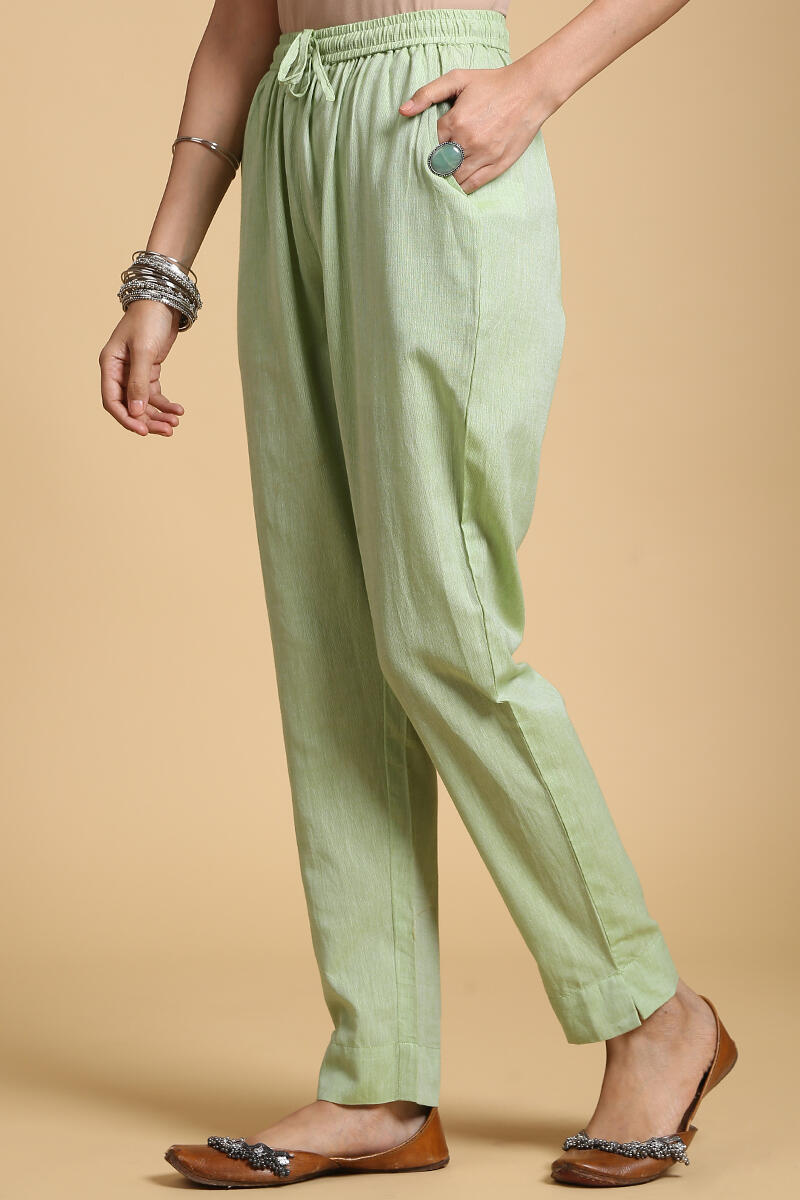 Roza Gauhar Green Cigarette Pants