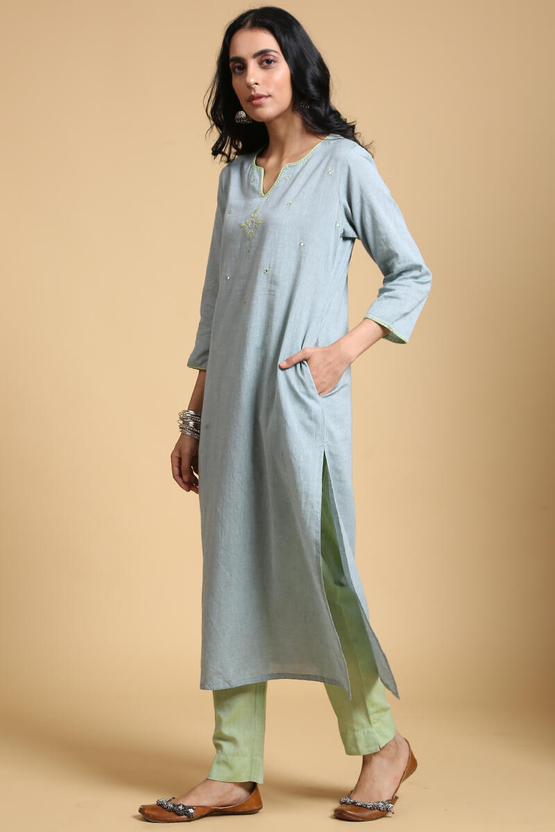 Roza Gauhar Green Cigarette Pants