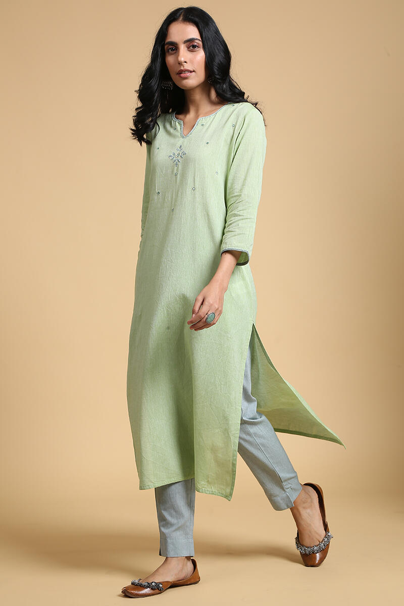 Roza Gauhar Sage Green Cigarette Pants
