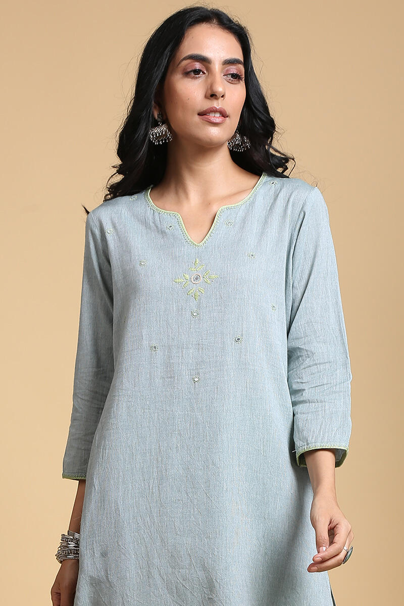 Roza Gauhar Sage Green Kurta